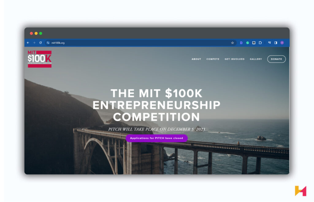 A screenshot of the MIT 0K Pitch homepage.