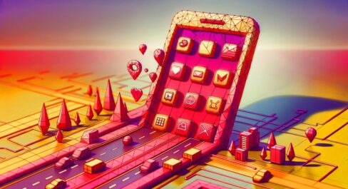 A 3D low polygon style featured image for an article about the mobile app development cost.