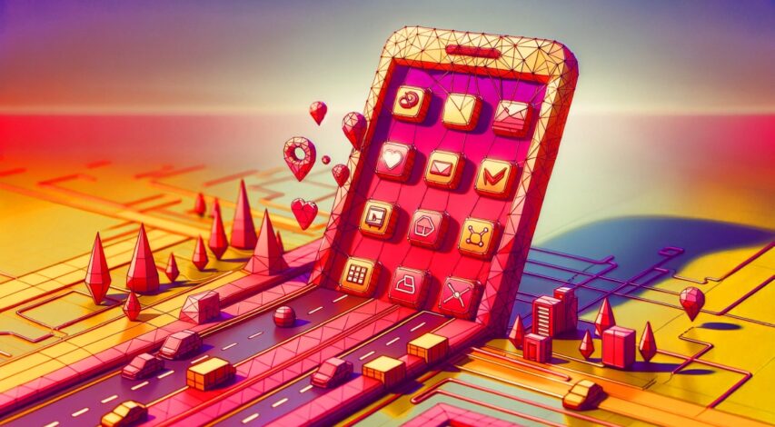 A 3D low polygon style featured image for an article about the mobile app development cost.